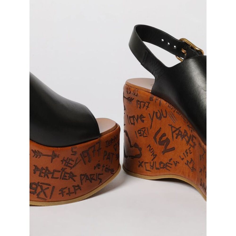 Chloe Women Maxime Leather Wedge Sandals Chloe - Picture 4 of 4